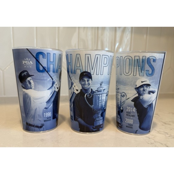 Other - Whirley PGA‎ Champions Tumblers 1996-2014 Tiger Woods Rory Mcilroy Set Of 3 Cups